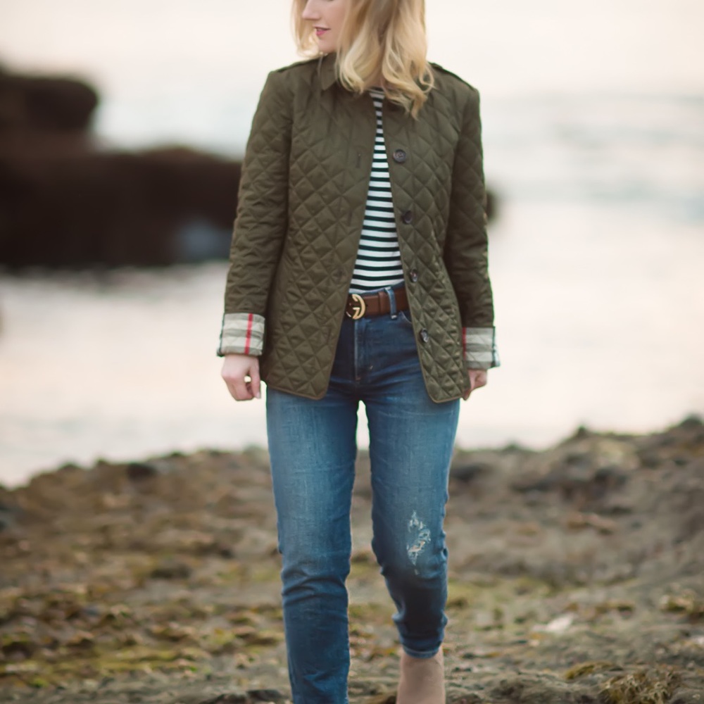 Olive Green Burberry Quilted Jacket